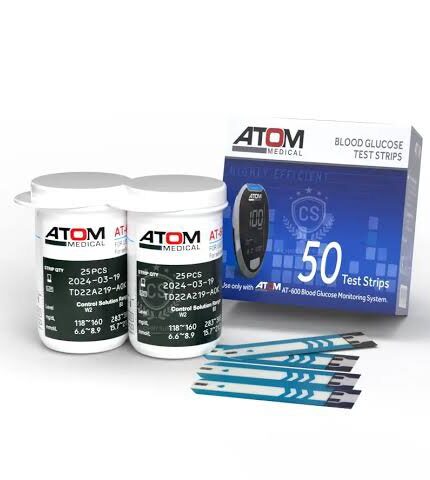 ATOM AT-600 Glucometer Test Strips – Pack of 50 Strips