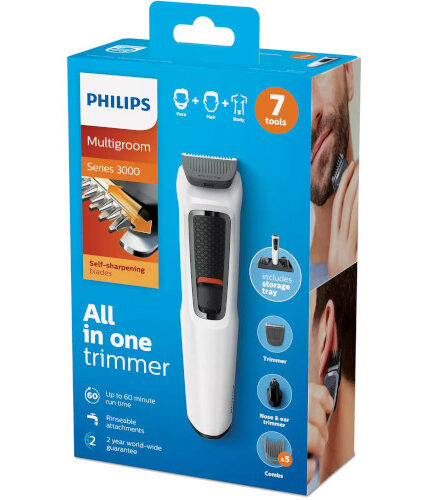 Philips Series 3000 MultiGroom Trimmer Face, Hair And Body 7 in 1 MG3721/77