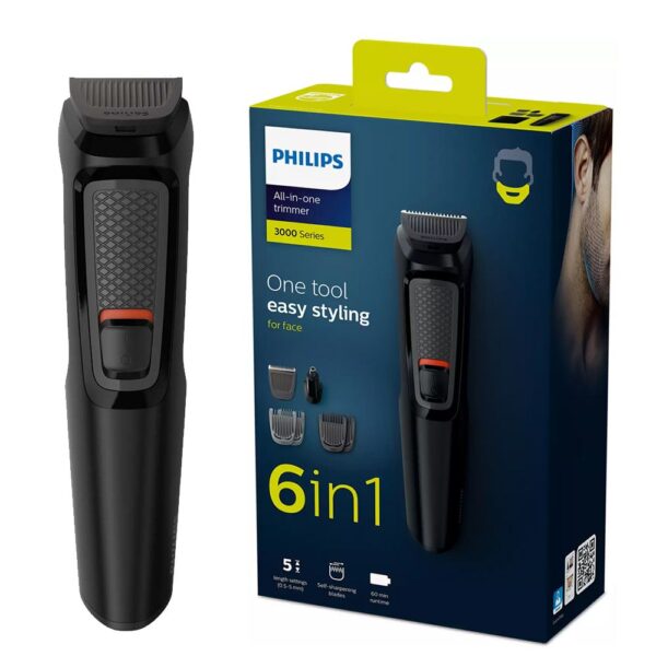 Philips 6 in 1 Face Trimmer, Series 3000-MG3710/15 Multi-Groom -Black